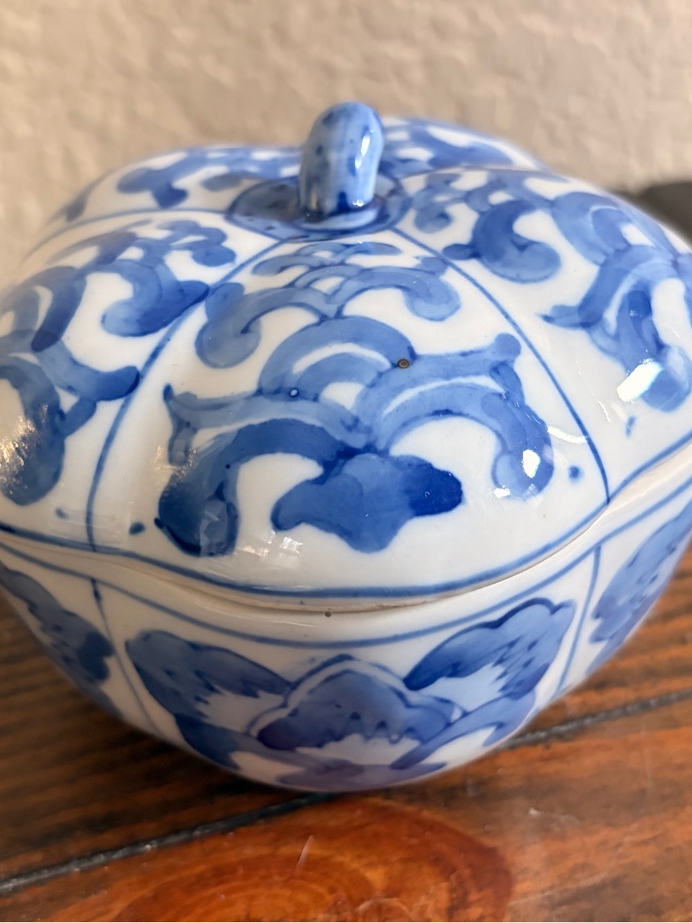 Blue and White Ceramic Decorative Lidded Jar